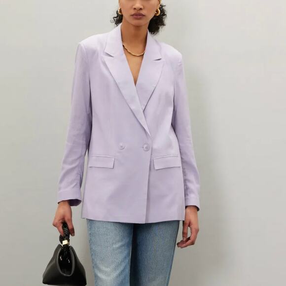Thakoon Lavender Oversized Linen Blazer Size 14 80s Career Suiting Boxy $430 - Picture 1 of 10